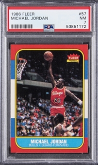 1986-87 Fleer #57 Michael Jordan Rookie Card – PSA NM 7